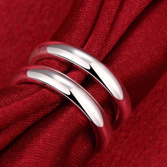 Sterling Silver Double Wrap Open Cuff Ring Jewelry NEW - Picture 1 of 3